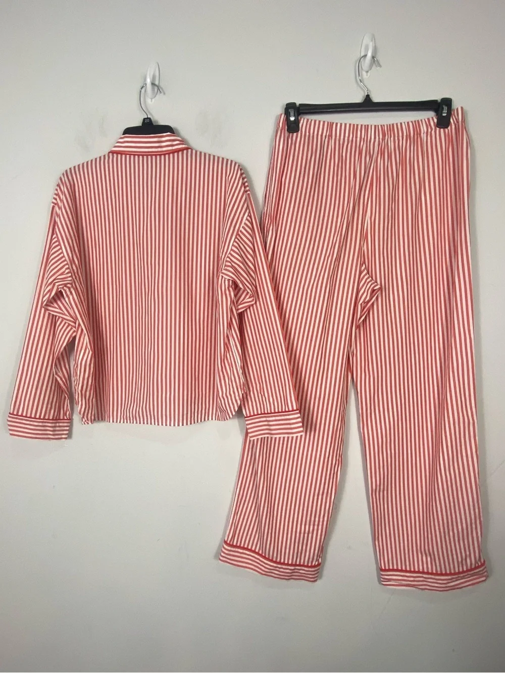 NEW J. Crew Pajama Pant Set in Striped Cotton Poplin Size M in Candy Apple